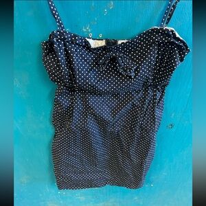 Women's Polo Jeans Company Ralph Lauren Navy Blue Polkadot Mini Dress Size 14